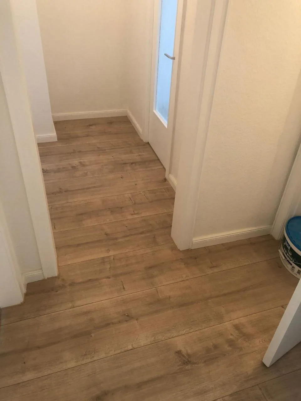 Flur mit Vinylboden in Holzoptik und Innentüren